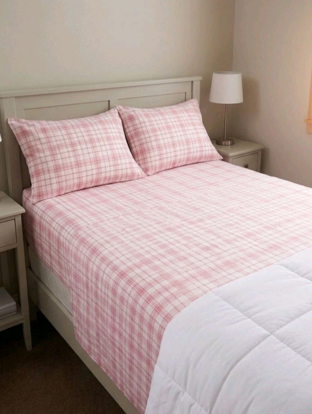 NWT! Cynthia Rowley Sheet Set - Pink Plaid Design - King Size